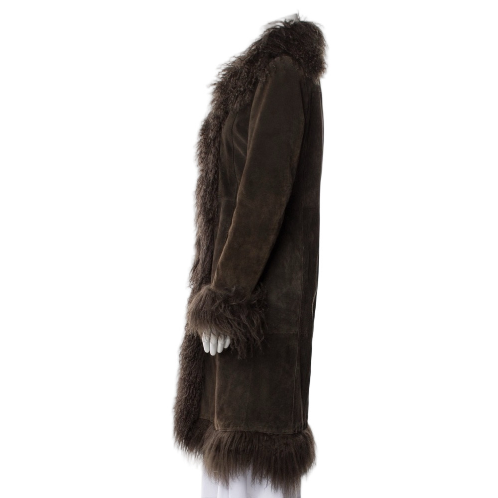 Marvin Richards Dark Brown Lamb Fur-Trimmed Leather Teddy Jacket - Picture 2 of 3